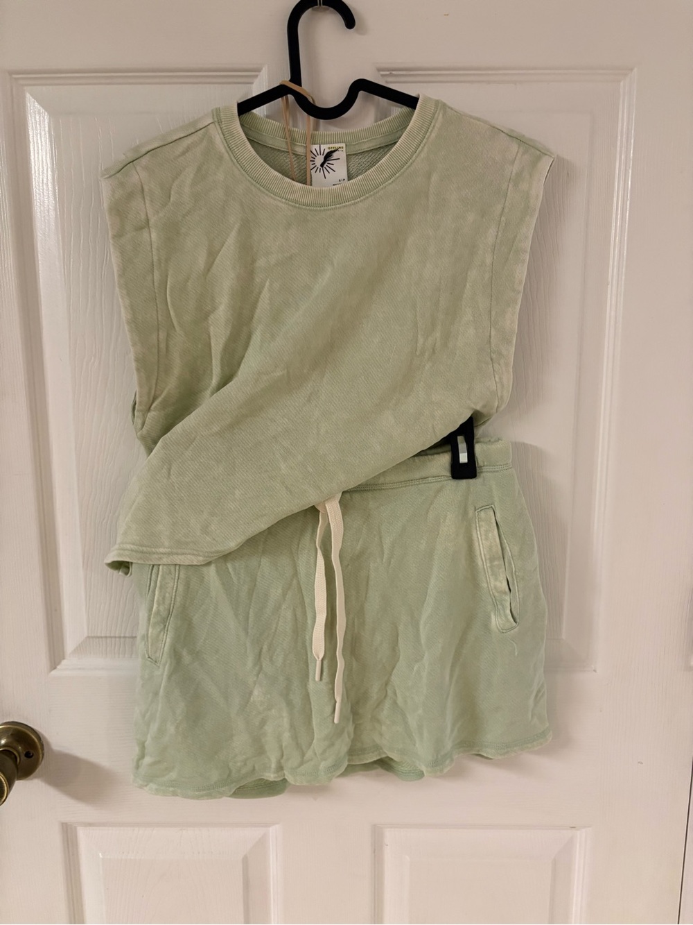 NEW Sleeveless Tee & Drawstring SKORT Set - Light Sage Green